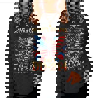 Female Veteran Army Floral Vintage Beauty Brains Us Women Sweatshirt | Mazezy