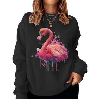 Flamingo Aquarellplash Tropft Hübsche Tiermalereiogel Sweatshirt Frauen - Geschenkecke