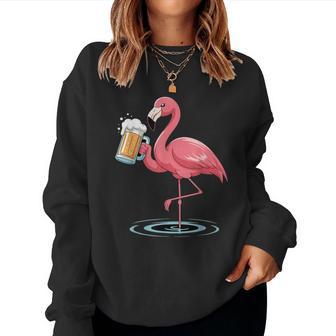 Flamingo Trinkt Bier Lustiger Rosa Flamingo Sweatshirt Frauen - Geschenkecke