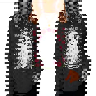 Floral Ghost Halloween Girls Cute Spooky Halloween Ghost Women Sweatshirt | Seseable FR