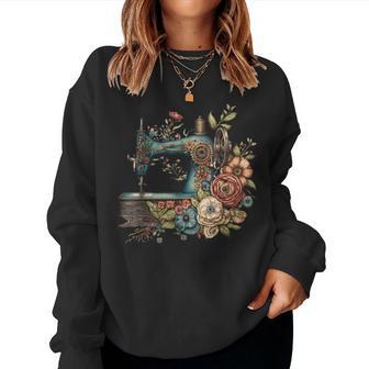 Floral Sewing Machine Flower Seamstress Sewing Machine Women Sweatshirt - Thegiftio UK