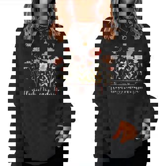 Flourish Dream Thrive Floral Botanical Vintage Flowers Women Sweatshirt - Monsterry