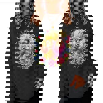 Fluffy Apricot Poodle Puppy Floral Wreath Pastel Dog Lover Women Sweatshirt | Mazezy