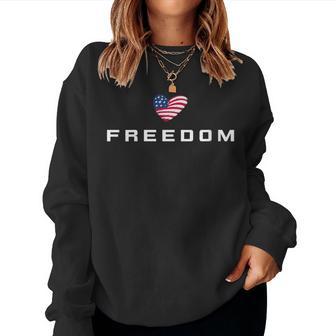 Freedom American Heart Flag For True Patriot Values Viral Women Sweatshirt - Thegiftio UK