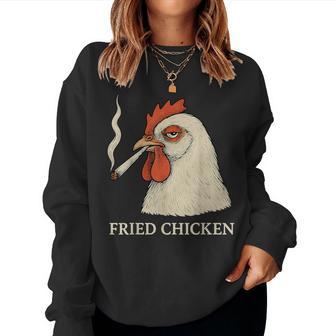 Fried Chicken Smoking Joint Weed Lover Cannabis 420 Women Sweatshirt - Thegiftio UK