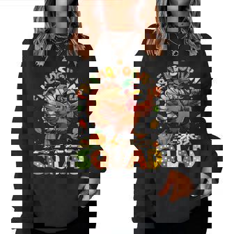 Friends Giving Squad 2025 Groovy Turkey Pumpkin Thanksgiving Women Sweatshirt | Mazezy