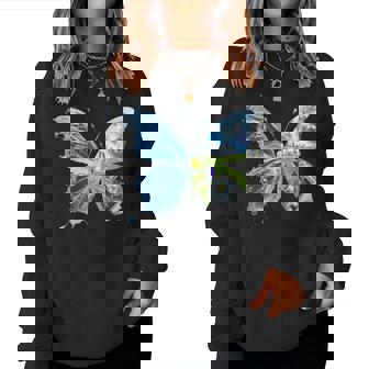 Frutiger Aero Aesthetic Butterfly Computer Fishes Scenery Women Sweatshirt - Thegiftio