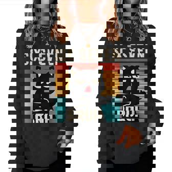 67 Meme Bruh With Cat Boys Girls Ns Six Seven Bruh Women Sweatshirt | Seseable FR