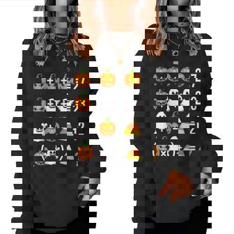 67 Meme Pumpkin Ghost Math Teacher Halloween Costume Women Sweatshirt | Mazezy