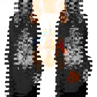 Chicken Family Colorful Farm Animal Women Sweatshirt - Seseable