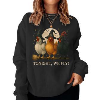 Chicken Halloween Costume Tonight We Fly Spooky Season Women Sweatshirt - Thegiftio UK