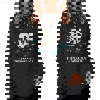 Cute Baby Panda Workout Gym Fitness Weightlifting Women Sweatshirt - Monsterry