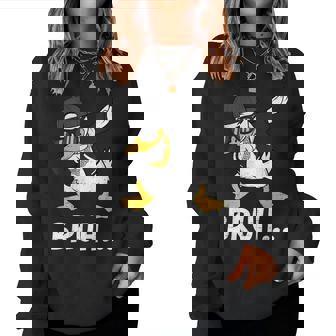 Dabbing Duck Bruh Bro Dab Meme Humor Rubber Ns Boys Women Sweatshirt - Monsterry