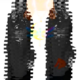 Dragonfly Moon Nature Floral Summer Cottagecore Insect Women Sweatshirt | Seseable CA