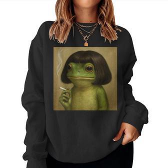 Frog Bob Haircut Smoking Meme For Women Women Sweatshirt - Thegiftio UK