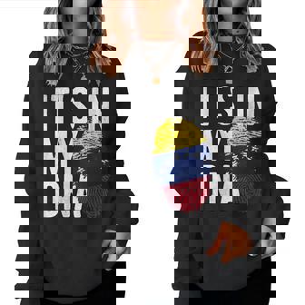 It's In My Dnaenezuela Bandera Huella Dactilar Cuello Sudadera Mujer - Regaloses