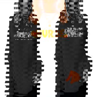 Nurse Turkey Fall Thanksgiving Scrub Top Rn Icu Er Women Sweatshirt - Monsterry