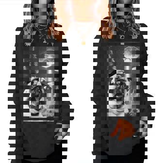 Pug Alien Ufo Taking A Selfie Dog Mom Dad Women Sweatshirt - Thegiftio