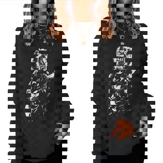 Rock Cat Playing Guitar For Music Cat Lover Women Sweatshirt | Seseable FR