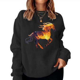 Running Fire Horse For Burning Horse Love Women Sweatshirt - Thegiftio UK