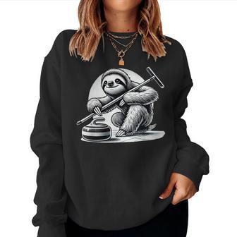 Sloth Lazy Curling Curler Winter Sports Man Woman Women Sweatshirt | Mazezy