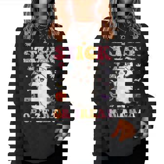 Stick Or Treat Cute Nurse Ghost Halloween Crew Women Women Sweatshirt | Mazezy