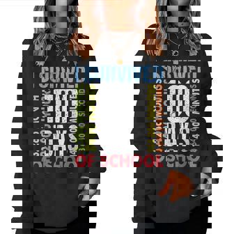 I Survived 100 Days Of School Boys Girls Teachers Women Sweatshirt | Seseable UK