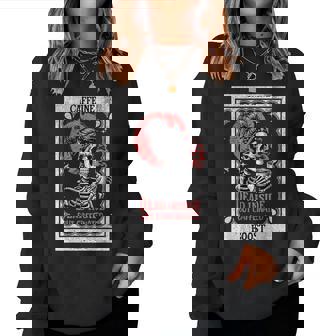 Tarot Card Mom Dead Inside But Caffeinated Skeleton Women Sweatshirt | Mazezy