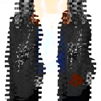 Gato Guitarra Tocando Rocktar Rock N' Roll Para Hombres Es Y Niños Manga Larga Sudadera Mujer - Regaloses