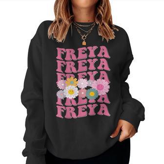 Girl Retro Freya First Name Personalized Groovy 80'S Women Sweatshirt - Monsterry