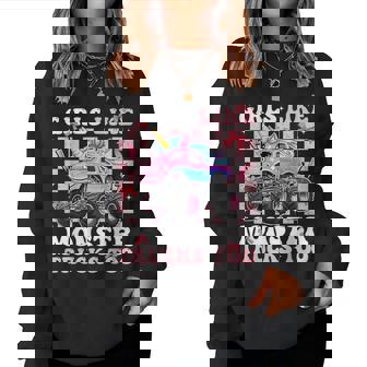 Girls Like Monster Trucks Too Cute Unicorn Monster Truck Women Sweatshirt - Monsterry