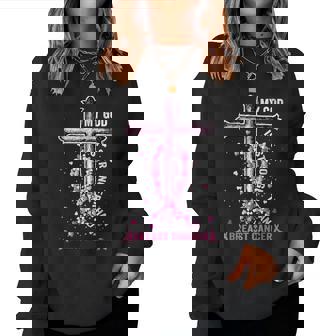 My God Is Stronger Than Breast Cancer Pink Cross Christian Women Sweatshirt - Thegiftio