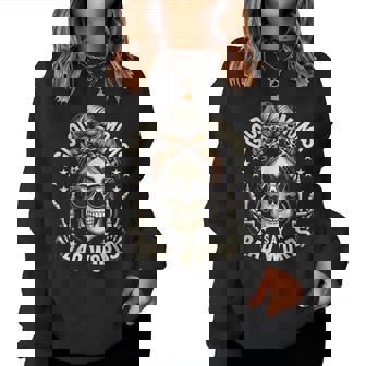 Good Moms Say Bad Words Messy Bun Mom Skeleton Leopard Women Sweatshirt - Thegiftio