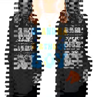 Grandma Of The Birthday Boy Family Blue Dog Birthday Party Women Sweatshirt - Monsterry