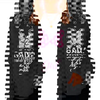 Grandma Of The Birthday Girl Cute Pink Bow Family Matching Women Sweatshirt | Seseable UK