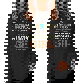 Grandma Of The Birthday Girl Highland Cow Print First Bday Women Sweatshirt - Thegiftio