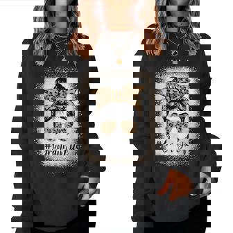 Granny Life Bleached Leopard Messy Bun Mother's Day Women Sweatshirt | Mazezy