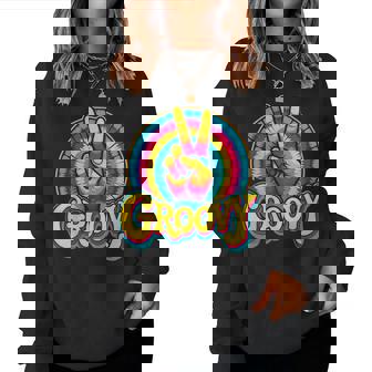 Groovy Peace Sign Hippie Retro Tie Dye Women Sweatshirt - Thegiftio