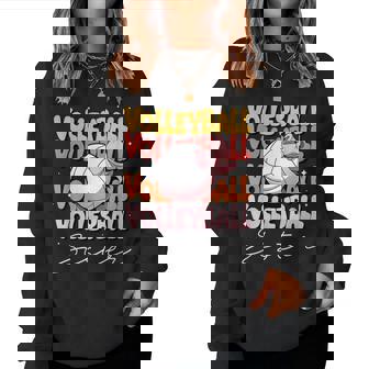 Groovy Volleyball Sister Coquette Bow Volleyball Women Sweatshirt - Monsterry