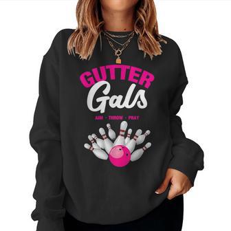 Gutter Gals Bowling Team Name Girls Women Sweatshirt - Thegiftio UK