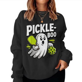 Halloween Pickleball Player Pickle Boo Ghost Women Sweatshirt - Thegiftio
