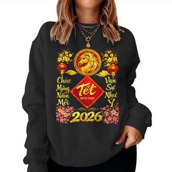 Happy Lunar New Year 2026 Year Of The Horse Tet Nguyen Dan Women Sweatshirt - Monsterry UK