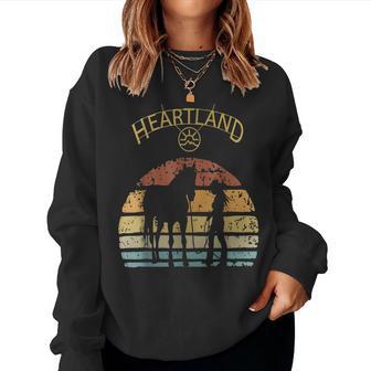 Heartland Retro Vintage Sunset Horse Lover Women Sweatshirt | Mazezy