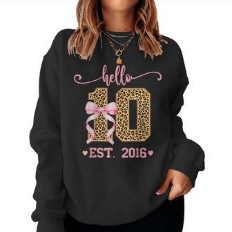 Hello Ten Est 2016 10Th Birthday Girl Double Digits Leopard Women Sweatshirt - Thegiftio UK