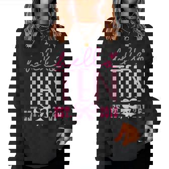 Hello Ten Est 2016 Pink Coquette Happy 10Th Birthday Girl Women Sweatshirt - Thegiftio