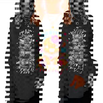 Highland Cow Just A-Little Moody Flower Farm Farmer Women Sweatshirt | Mazezy