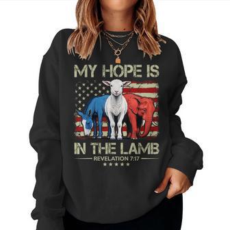 My Hope Is In The Lamb Elephant Donkey Usa Scripture Women Sweatshirt - Thegiftio UK