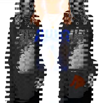 Huh ファニーダンクキャットミーム 女性&男性向け ヒンジなし グーフィーキャット レディーススウェットシャツ - Kawaiitshirt