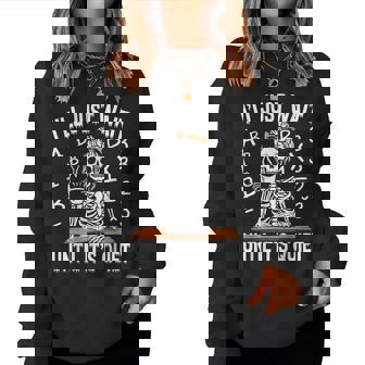 I'll Just Wait Until It's Quiet Skeleton Messy Bun Teacher Women Sweatshirt | Seseable CA