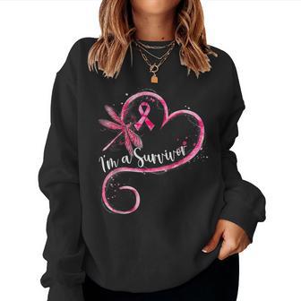 I'm A Survivor Breast Cancer Awareness Dragonfly Heart Women Sweatshirt - Thegiftio UK